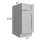RTA Asheville Grey Shaker 15" Base Cabinet with 1 Decorative End Panel