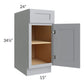 RTA Asheville Grey Shaker 15" Base Cabinet with 1 Decorative End Panel