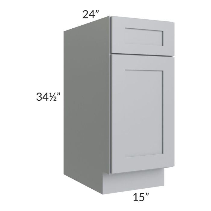 RTA Asheville Grey Shaker 15" Base Cabinet with 2 Roll Out Trays and 2 Decorative End Panels
