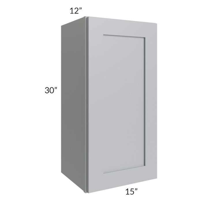 RTA Asheville Grey Shaker 15" x 30" Wall Cabinet with 1 Decorative End Panel