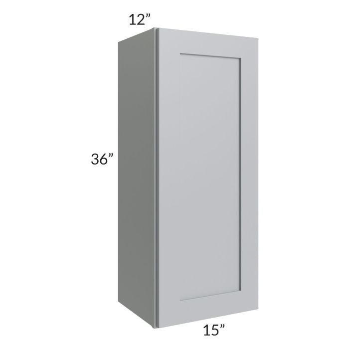 RTA Asheville Grey Shaker 15" x 36" Wall Cabinet with 1 Decorative End Panel