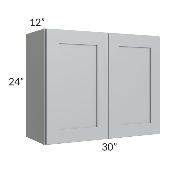 RTA Asheville Grey Shaker 15" x 42" Wall Open Cabinet wth 2 Decorative End Panels