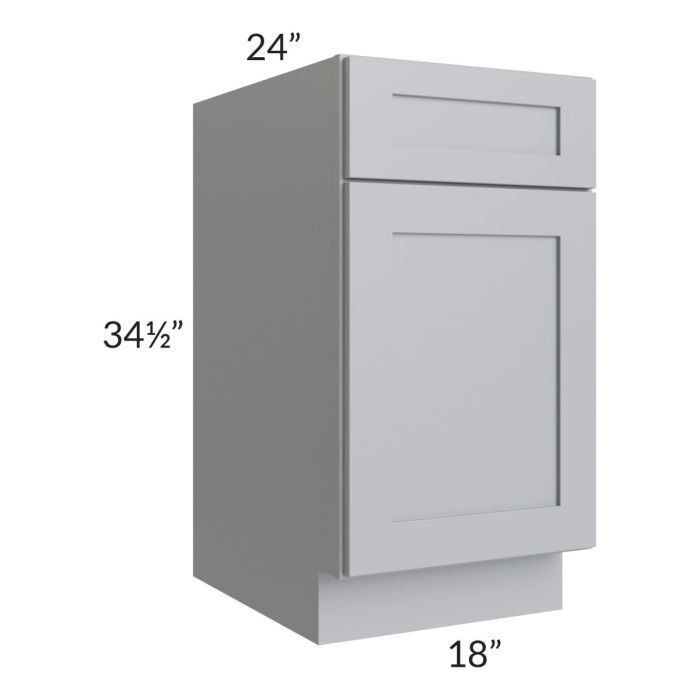 RTA Asheville Grey Shaker 18" Base Cabinet with 1 Decorative End Panel