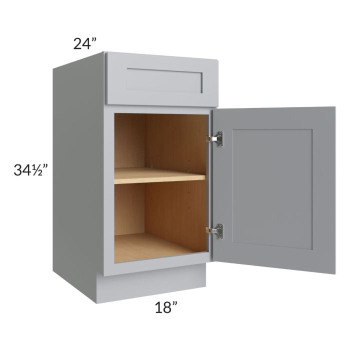 RTA Asheville Grey Shaker 18" Base Cabinet with 1 Decorative End Panel