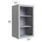RTA Asheville Grey Shaker 18" x 30" Wall Open Cabinet with 1 Decorative End Panel