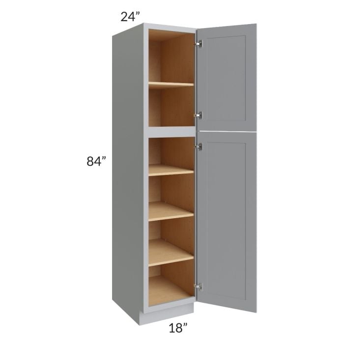 RTA Asheville Grey Shaker 18" x 84" Wall Pantry Cabinet with 3 Roll Out Trays