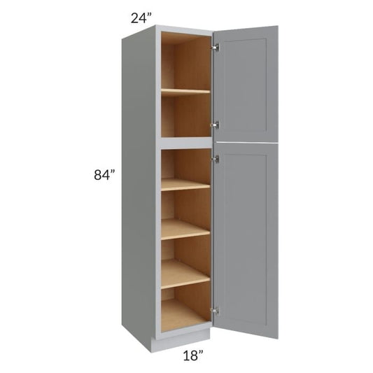 RTA Asheville Grey Shaker 18" x 84" Wall Pantry Cabinet with 4 Roll Out Trays and 1 Decorative End Panel