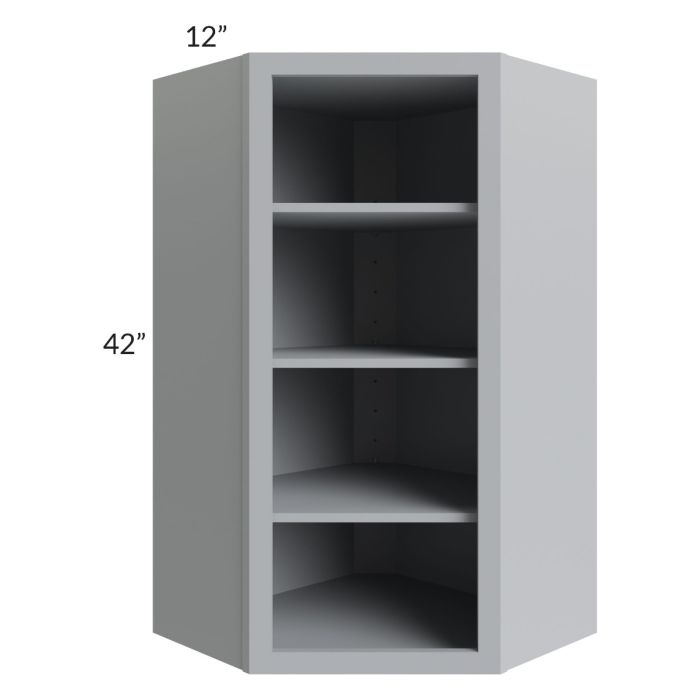 RTA Asheville Grey Shaker 24" x 42" Wall Diagonal Corner Open Cabinet