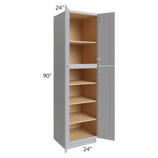 RTA Asheville Grey Shaker 24" x 90" Wall Pantry Cabinet with 14 Roll Out Trays and 2 Decorative End Panels