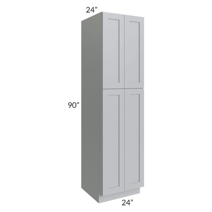 RTA Asheville Grey Shaker 24" x 90" Wall Pantry Cabinet with 2 Roll Out Trays