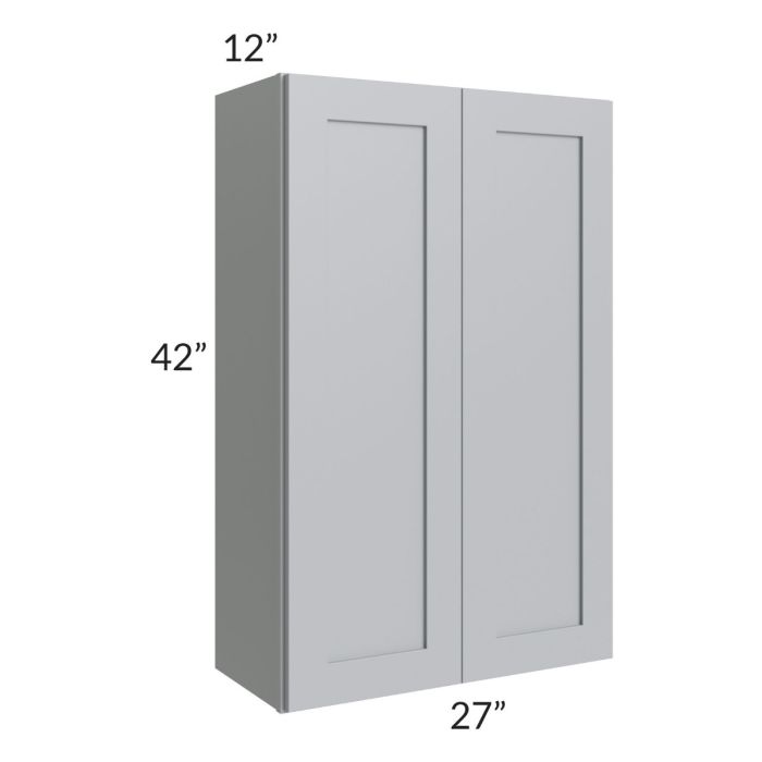 RTA Asheville Grey Shaker 27" x 42" Wall Cabinet with 2 Decorative End Panel