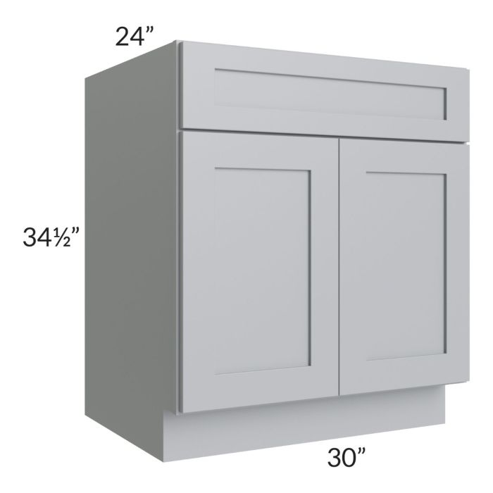 RTA Asheville Grey Shaker 30" Base Cabinet with 2 Decorative End Panels