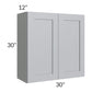 RTA Asheville Grey Shaker 30" x 30" Wall Cabinet with 1 Decorative End Panel
