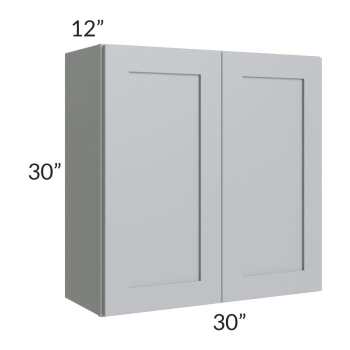 RTA Asheville Grey Shaker 30" x 30" Wall Cabinet with 1 Decorative End Panel