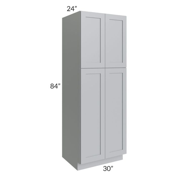 RTA Asheville Grey Shaker 30" x 84" Wall Pantry Cabinet with 14 Roll Out Trays and 2 Decorative End Panels