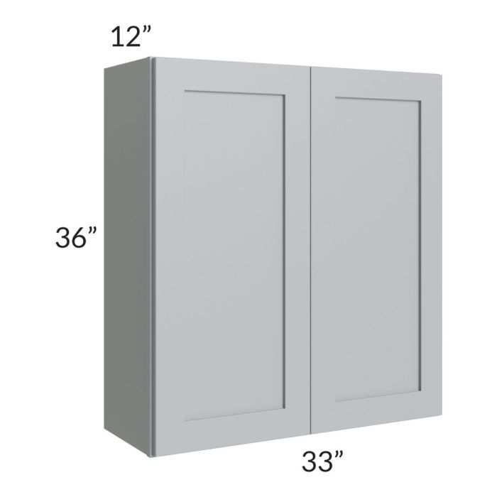 RTA Asheville Grey Shaker 33" x 36" Wall Cabinet with 2 Decorative End Panels