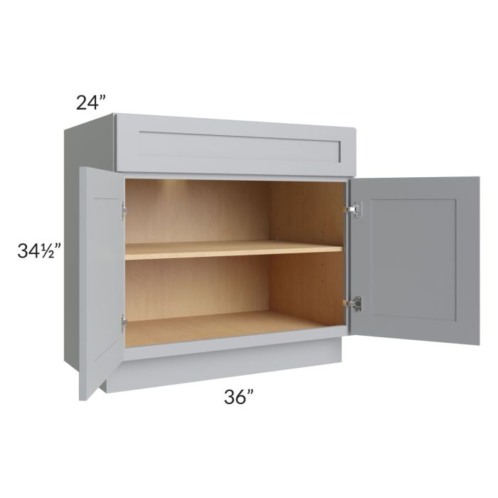 RTA Asheville Grey Shaker 36" Base Cabinet with 2 Decorative End Panels