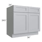 RTA Asheville Grey Shaker 36" Base Cabinet with 2 Roll Out Trays