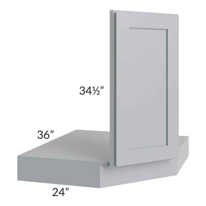 RTA Asheville Grey Shaker 36" Corner Sink Base Front and Floor