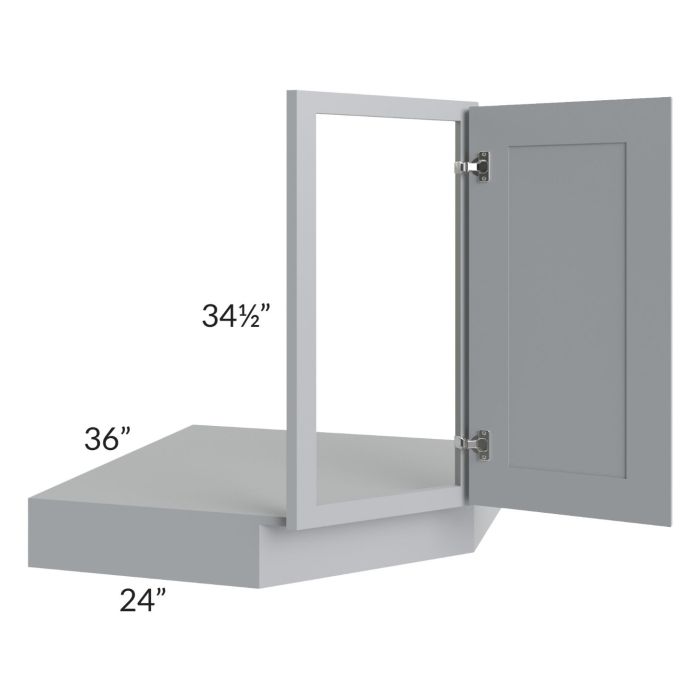 RTA Asheville Grey Shaker 36" Corner Sink Base Front and Floor