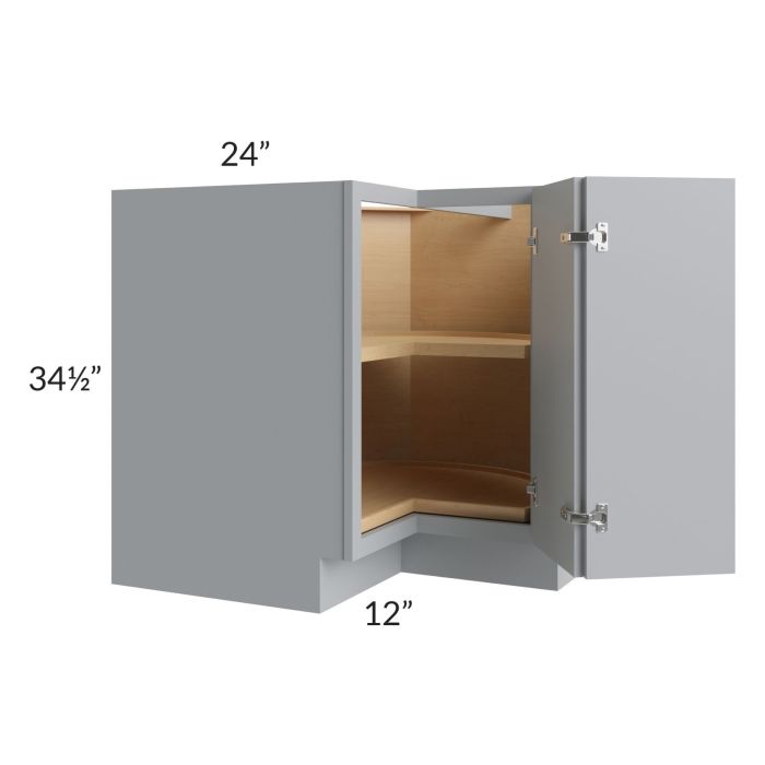 RTA Asheville Grey Shaker 36" Lazy Susan Base Cabinet with 1 Decorative End Panel