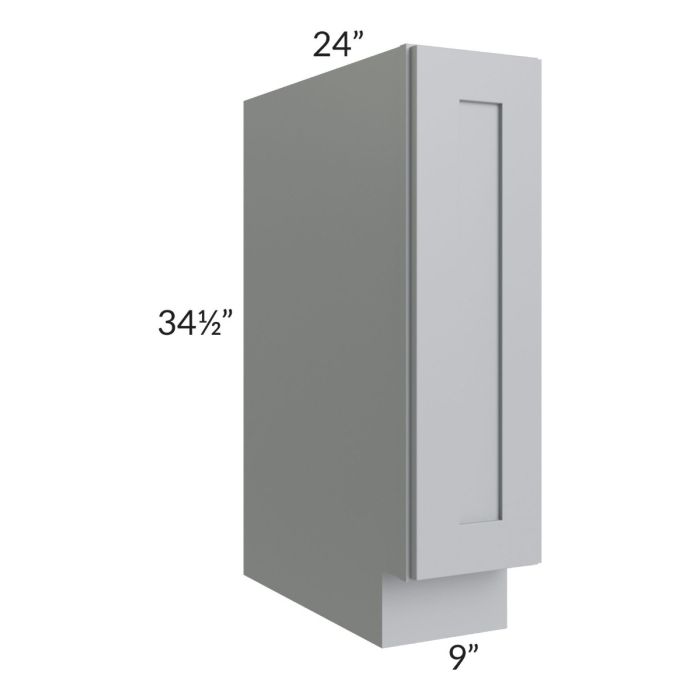 RTA Asheville Grey Shaker 9" Full Height Door Base Cabinet with 2 Decorative End Panels