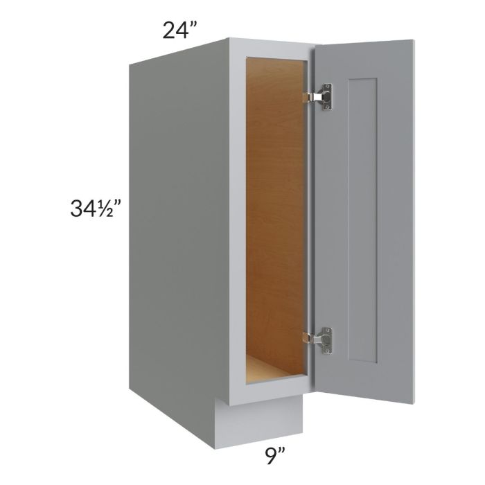 RTA Asheville Grey Shaker 9" Full Height Door Base Cabinet with 2 Decorative End Panels