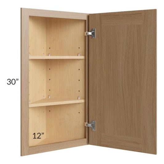 RTA Asheville Rift Oak Shaker 12" x 30" Wall End Angle Cabinet with 2 Decorative End Panels