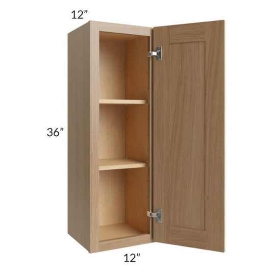 RTA Asheville Rift Oak Shaker 12" x 36" Wall Cabinet - Both Finished Sides with 1 Decorative End Panel