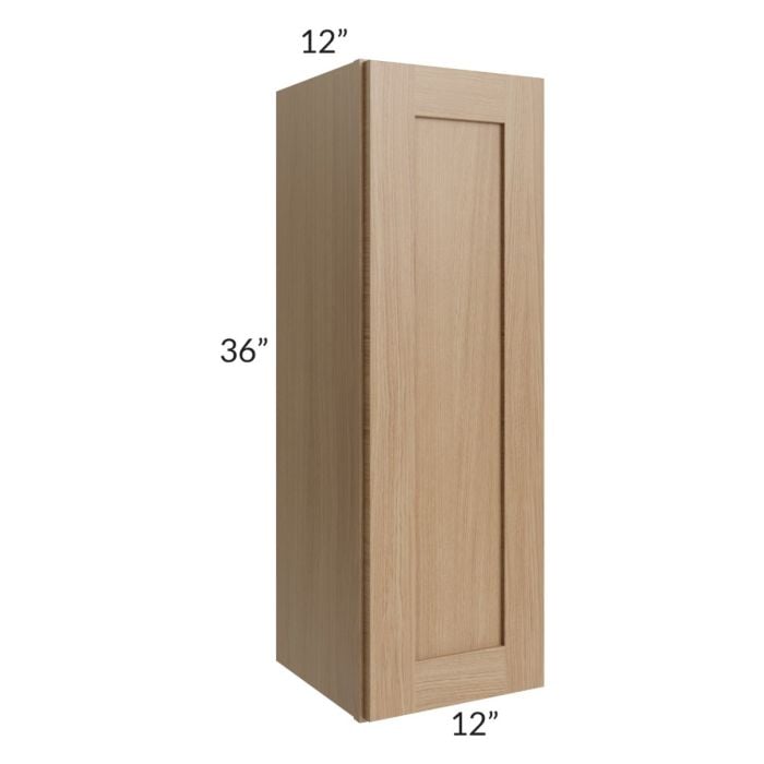 RTA Asheville Rift Oak Shaker 12" x 36" Wall Cabinet - Left Finished Side with 1 Decorative End Panel