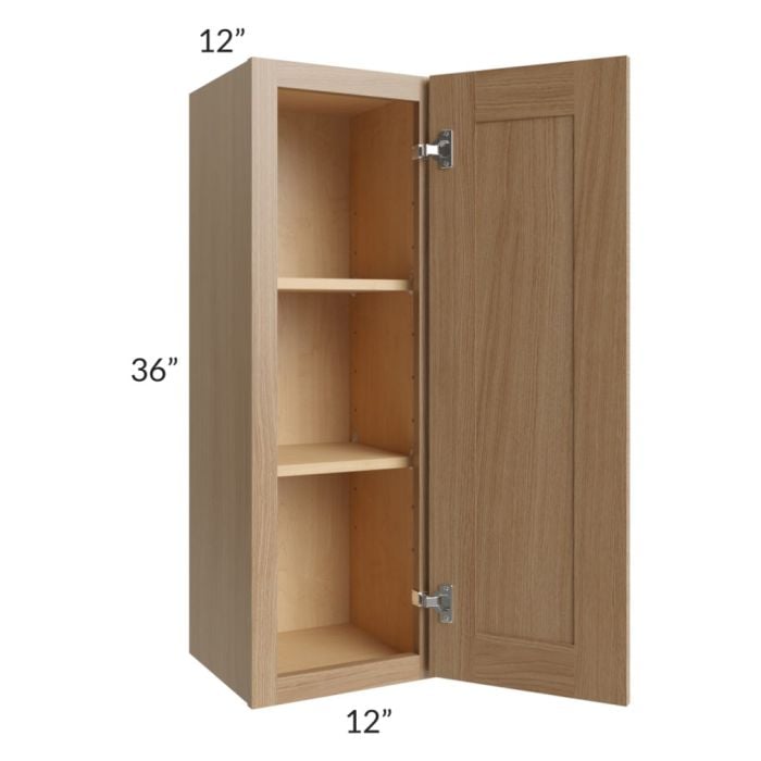 RTA Asheville Rift Oak Shaker 12" x 36" Wall Cabinet - Right Finished Side with s Decorative End Panels