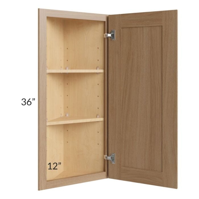 RTA Asheville Rift Oak Shaker 12" x 36" Wall End Angle Cabinet with 1 Decorative End Panel