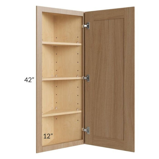 RTA Asheville Rift Oak Shaker 12" x 42" Wall End Angle Cabinet with 1 Decorative End Panel