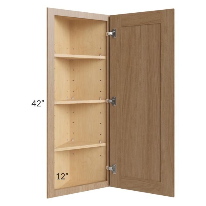 RTA Asheville Rift Oak Shaker 12" x 42" Wall End Angle Cabinet with 2 Decorative End Panels