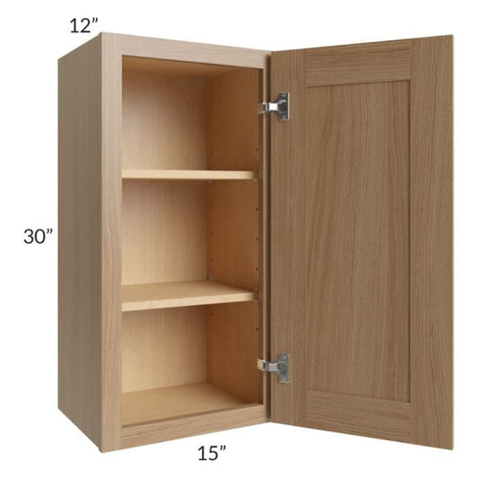 RTA Asheville Rift Oak Shaker 15" x 30" Wall Cabinet - Left Finished Side with 1 Decorative End Panel