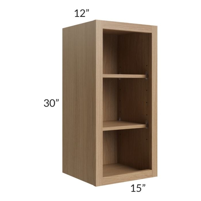 RTA Asheville Rift Oak Shaker 15" x 30" Wall Open Cabinet