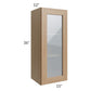 RTA Asheville Rift Oak Shaker 15" x 36" Wall Glass Door Cabinet with 1 Decorative End Panel