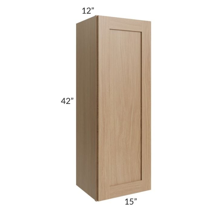 RTA Asheville Rift Oak Shaker 15" x 42" Wall Cabinet - Left Finished Side