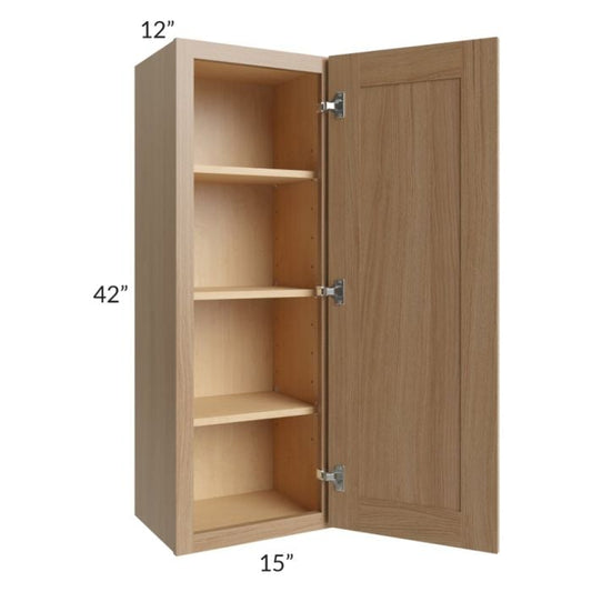 RTA Asheville Rift Oak Shaker 15" x 42" Wall Cabinet - Right Finished Side with s Decorative End Panels