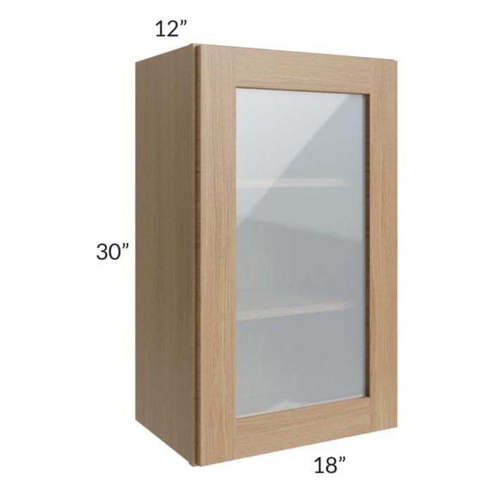 RTA Asheville Rift Oak Shaker 18" x 30" Wall Glass Door Cabinet with 1 Decorative End Panel