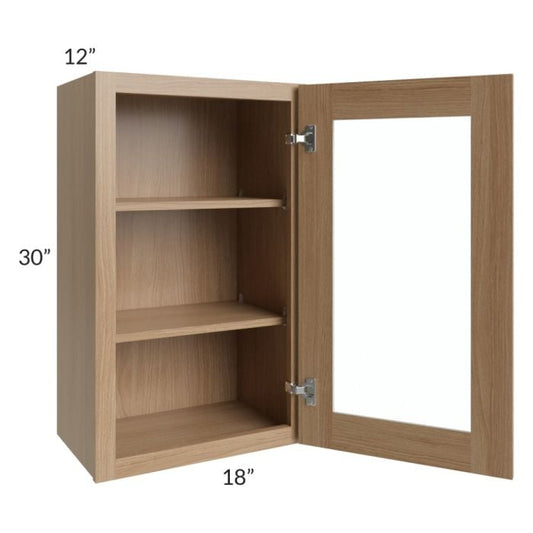 RTA Asheville Rift Oak Shaker 18" x 30" Wall Glass Door Cabinet with 1 Decorative End Panel