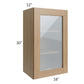 RTA Asheville Rift Oak Shaker 18" x 30" Wall Glass Door Cabinet with 2 Decorative End Panels