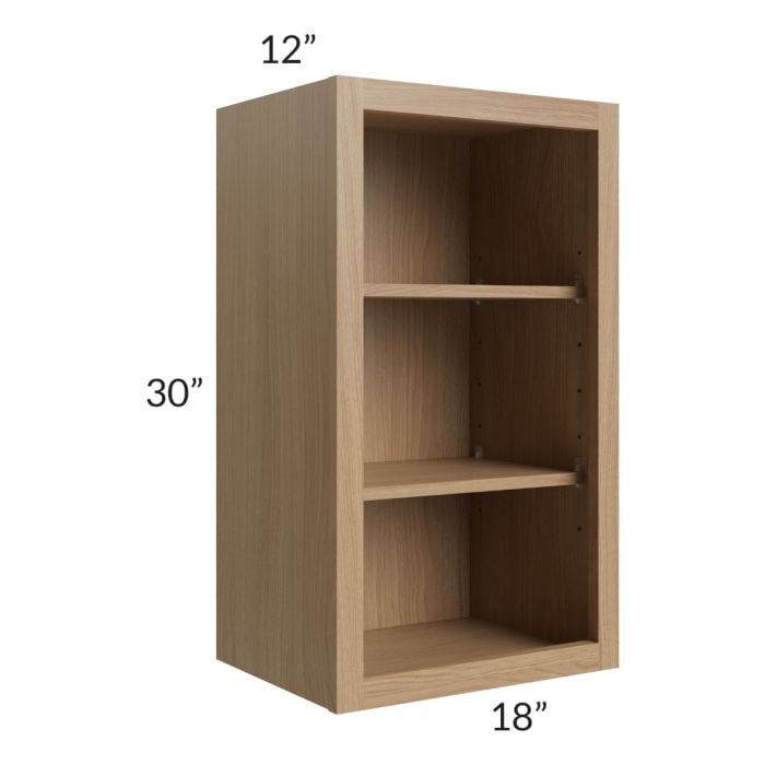 RTA Asheville Rift Oak Shaker 18" x 30" Wall Open Cabinet with 2 Decorative End Panels