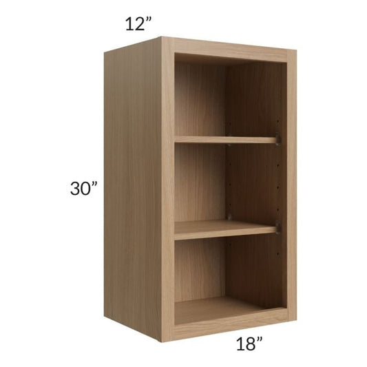RTA Asheville Rift Oak Shaker 18" x 30" Wall Open Cabinet with 2 Decorative End Panels