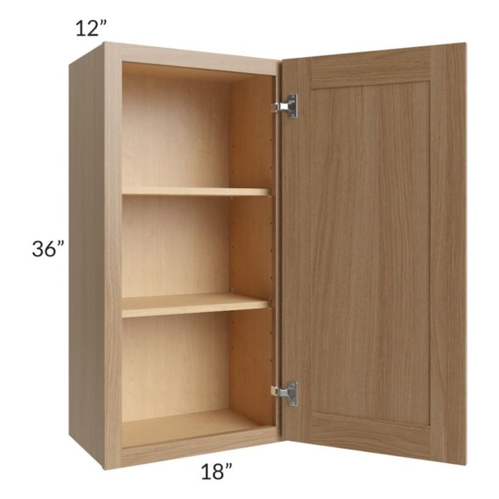 RTA Asheville Rift Oak Shaker 18" x 36" Wall Cabinet - Right Finished Side