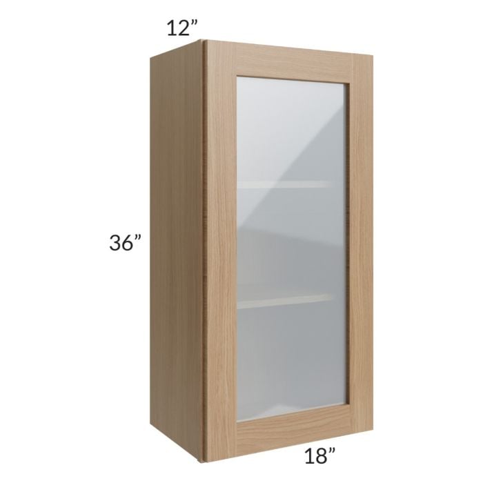 RTA Asheville Rift Oak Shaker 18" x 36" Wall Glass Door Cabinet