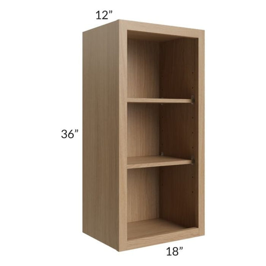 RTA Asheville Rift Oak Shaker 18" x 36" Wall Open Cabinet with 1 Decorative End Panel