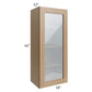 RTA Asheville Rift Oak Shaker 18" x 42" Wall Glass Door Cabinet