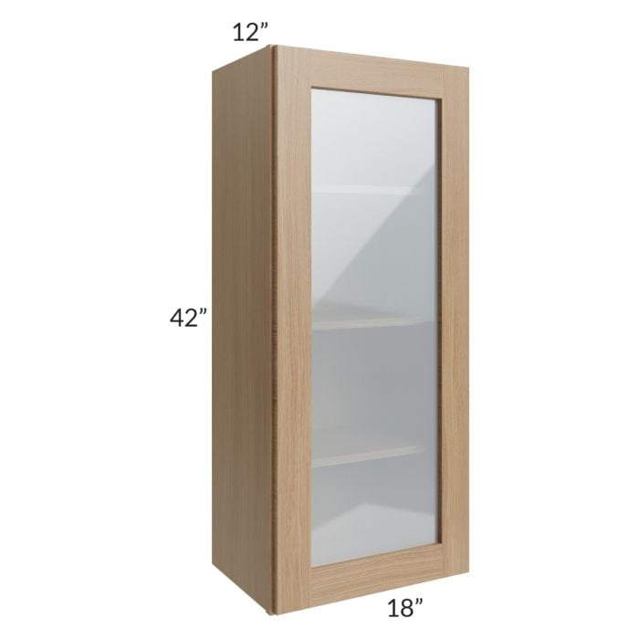 RTA Asheville Rift Oak Shaker 18" x 42" Wall Glass Door Cabinet
