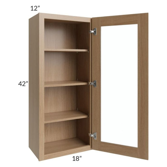 RTA Asheville Rift Oak Shaker 18" x 42" Wall Glass Door Cabinet with 1 Decorative End Panel